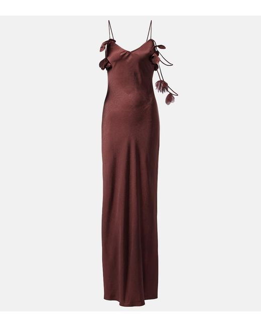 Self-Portrait Red Embellished Satin Gown