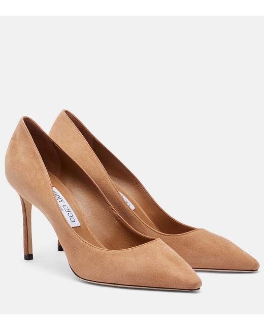 Jimmy Choo Brown Romy 85 Suede Pumps