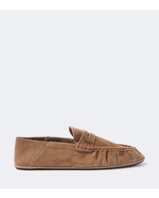 Saint Laurent Brown Le Loafer Suede Penny Loafers for men