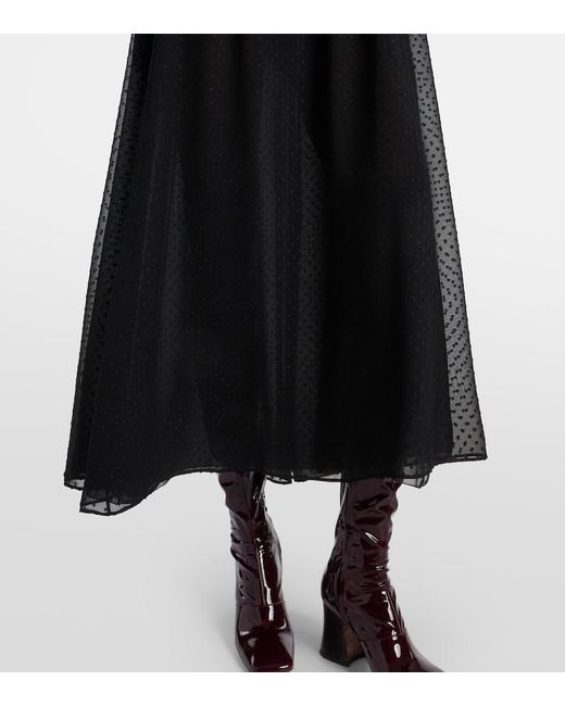 Chloé Black Silk Point D'Esprit Maxi Dress