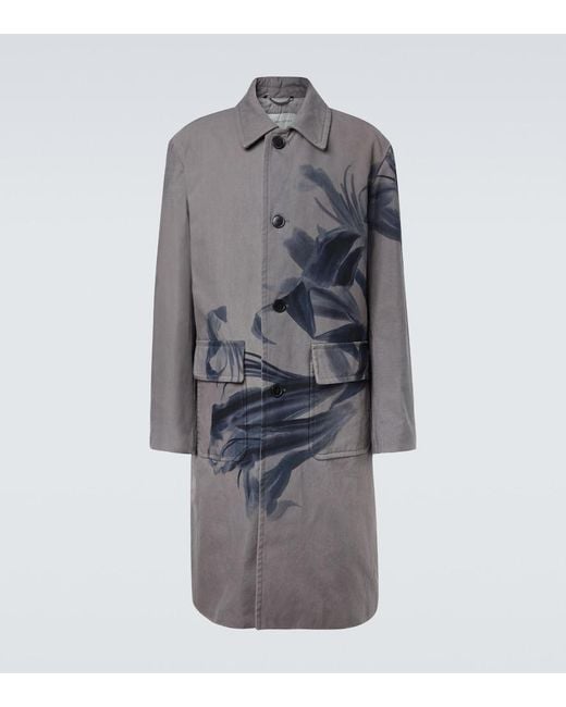 Dries Van Noten Gray Randale Floral Cotton Trench Coat for men