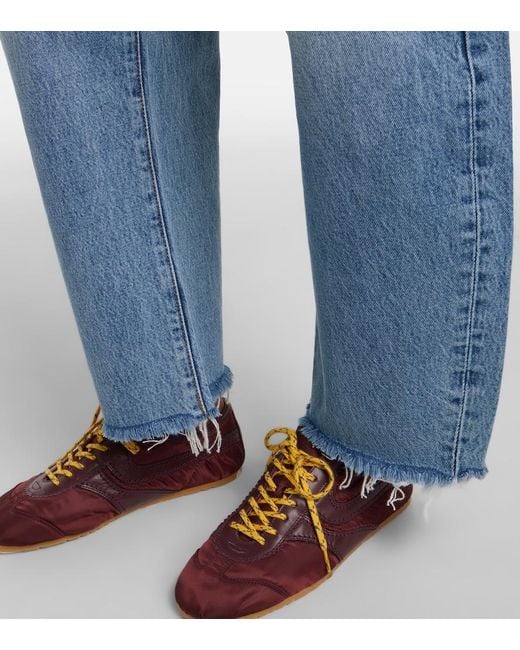 FRAME Blue Bubble Cropped Barrel-Leg Jeans