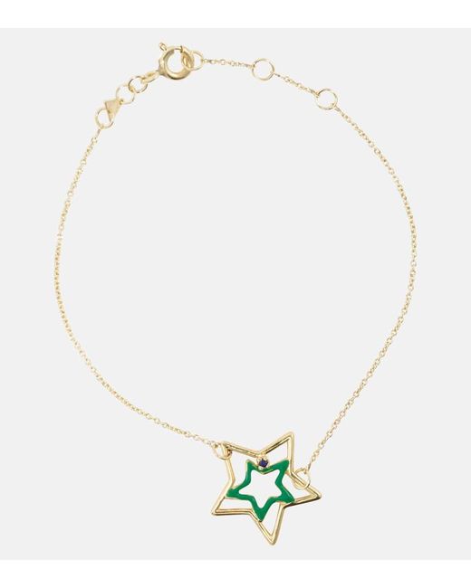 Aliita Metallic Estrella 9Kt Cord Bracelet With Enamel And Sapphire