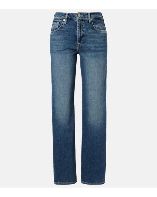 7 For All Mankind Blue Stovepipe Straight Jeans
