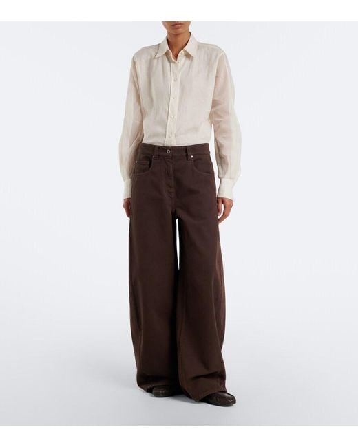 Brunello Cucinelli Brown Monili Wide-Leg Jeans