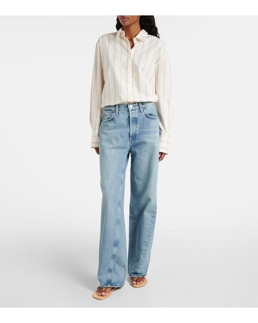 Agolde Blue Twist Low-Rise Wide-Leg Jeans