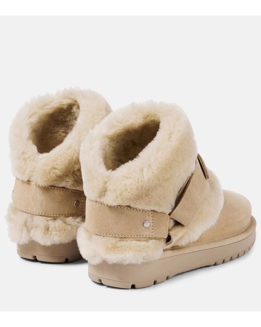 Burberry Natural Shearling-Trimmed Suede Ankle Boots