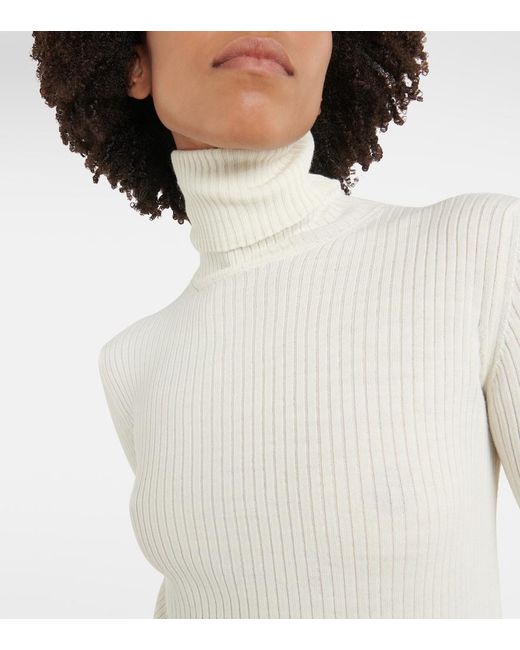 RED Valentino White Ribbed-Knit Wool-Blend Top