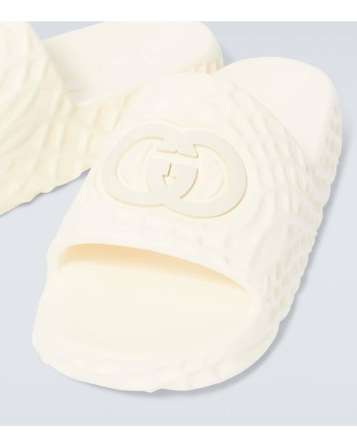 Gucci White Interlocking G Slides for men