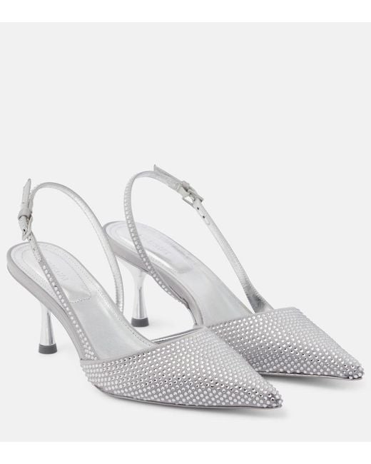 Jonathan Simkhai White Dylan Embellished Slingback Pumps