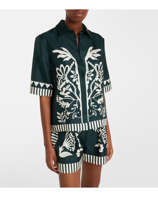 Eres Black Emeraude Printed Silk Twill Shirt