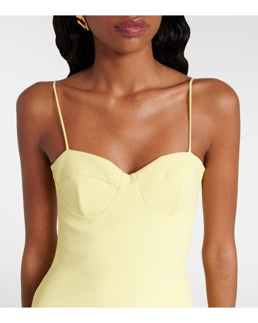 David Koma Yellow Side-Slit Corset Gown