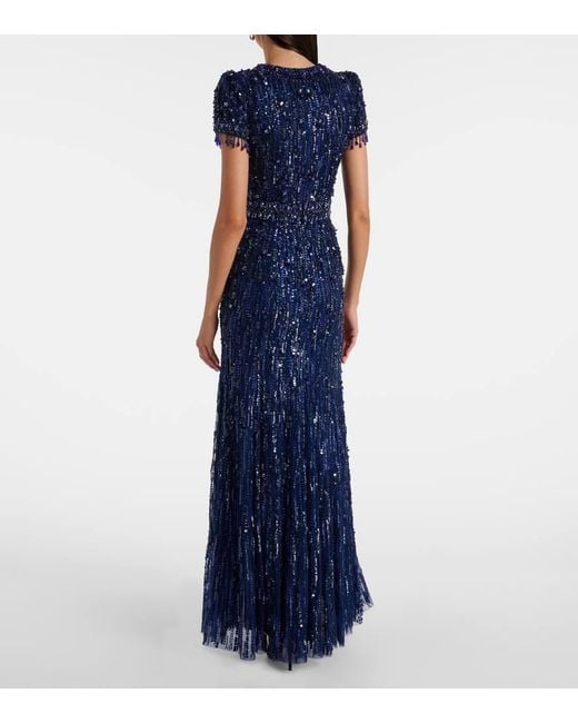 Jenny Packham Blue Roxy Sequined Gown