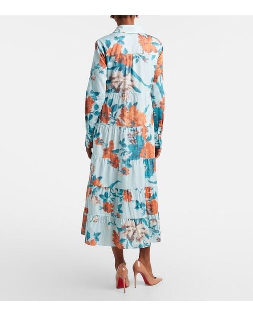 Erdem Blue Kleid Aus Baumwolle