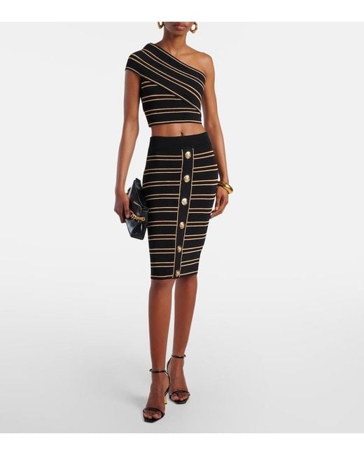 Balmain Black Top With Lurex Thread