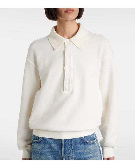 Citizens of Humanity White Remi Cotton-Blend Fleece Polo Sweatshirt