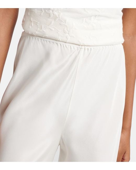 Posse White Cove Silk-Blend Straight Pants