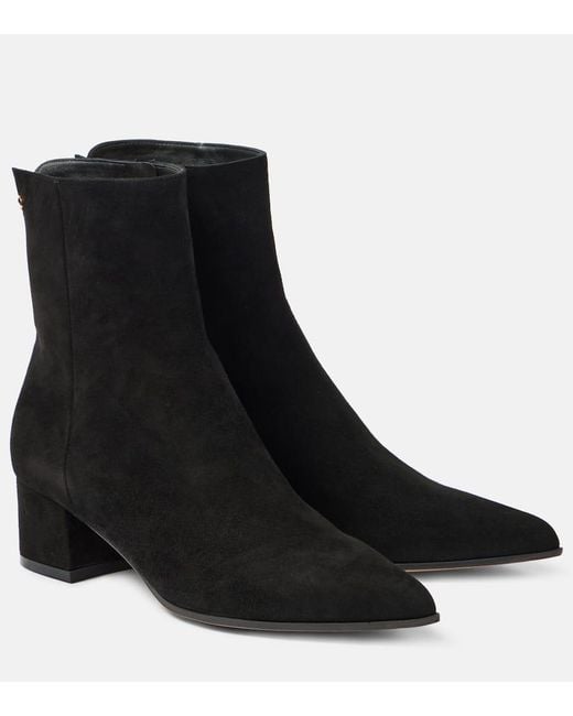 Gianvito Rossi Black Lyell 45 Suede Ankle Boots