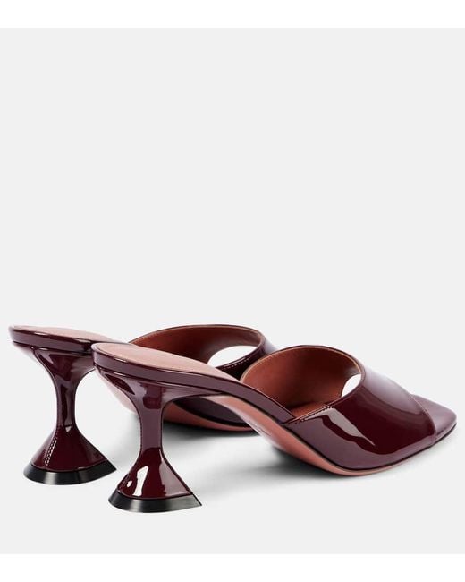 AMINA MUADDI Red Lupita 70 Patent Leather Mules