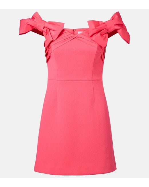 Rebecca Vallance Pink Bow-Detail Crepe Minidress