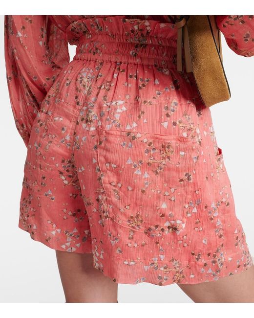 Isabel Marant Pink Ceyane Floral Cotton And Silk Shorts