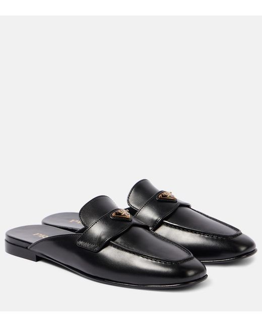 Prada Black Leather Mules