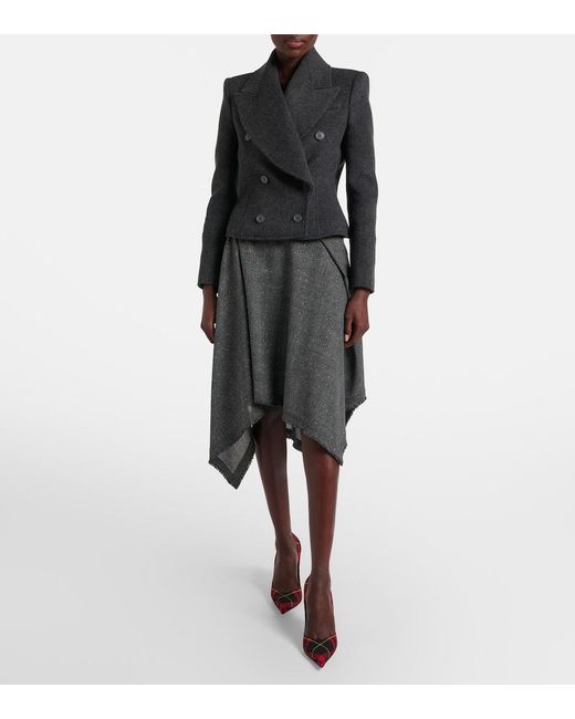McQueen Black Double-Breasted Wool Jacket