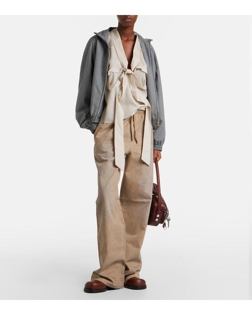 Acne Brown Cotton Twill Wide-Leg Pants