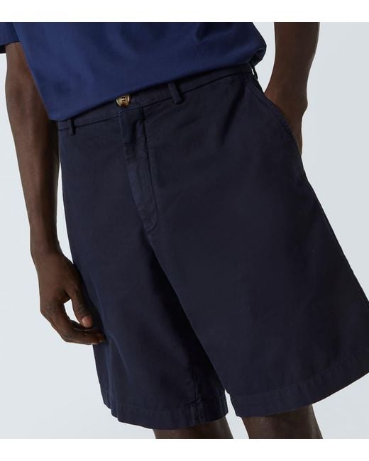 Brunello Cucinelli Cotton Gabardine Bermuda Shorts in Blue für Herren
