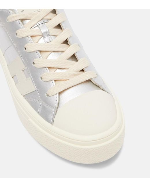 Hogan White Crosswind Metallic Leather Sneakers