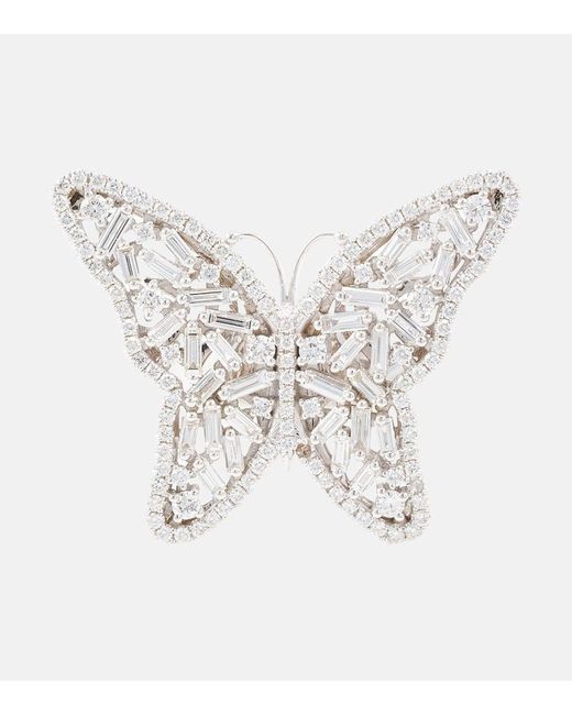 Anello Fireworks Butterfly in oro bianco 18kt con diamanti di Suzanne Kalan in White
