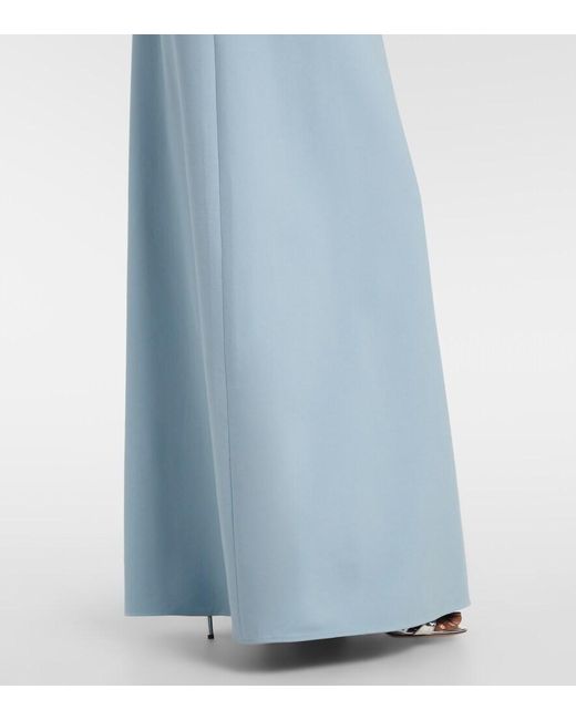 Oscar de la Renta Blue Fern Sequined Wool-Blend Gown