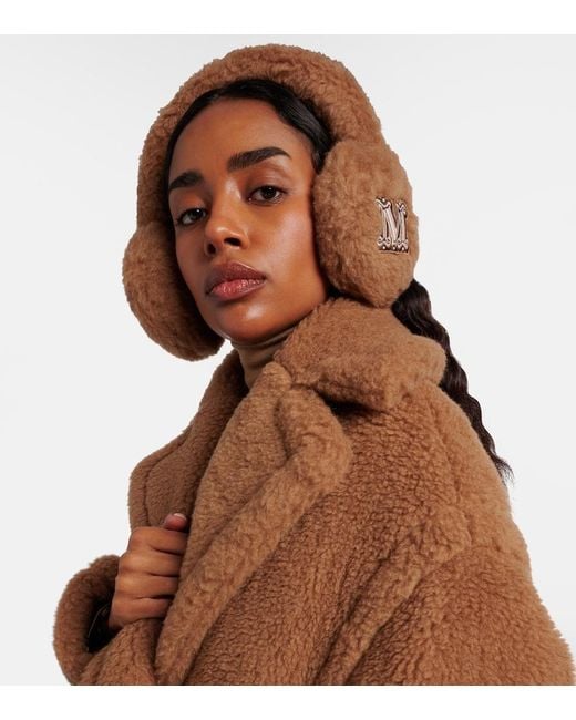 Max Mara Brown Camel Hair And Silk Ear Muffs