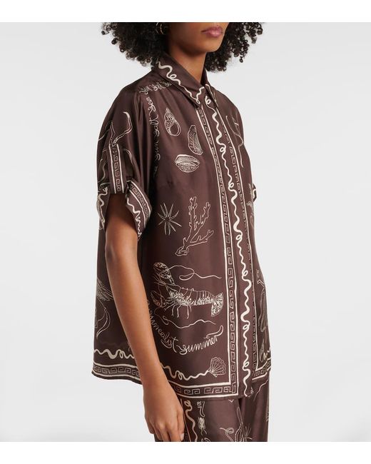 ALÉMAIS Brown Sammy Printed Silk Shirt