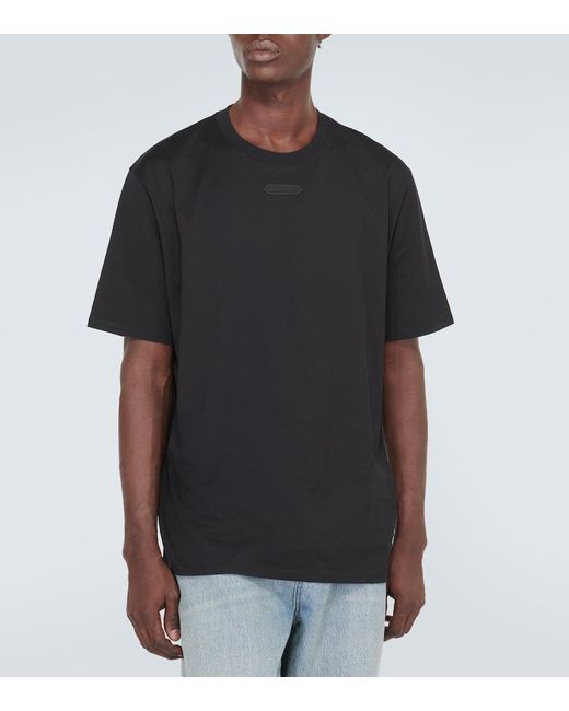 T-shirt in jersey di cotone con logo di Lanvin in Black da Uomo