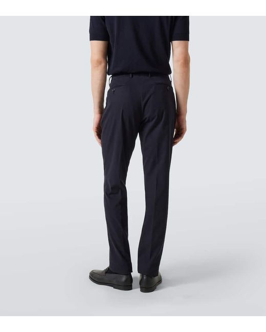 Pantalones Rectos En Mezcla De Algodon Zegna de hombre de color Blue