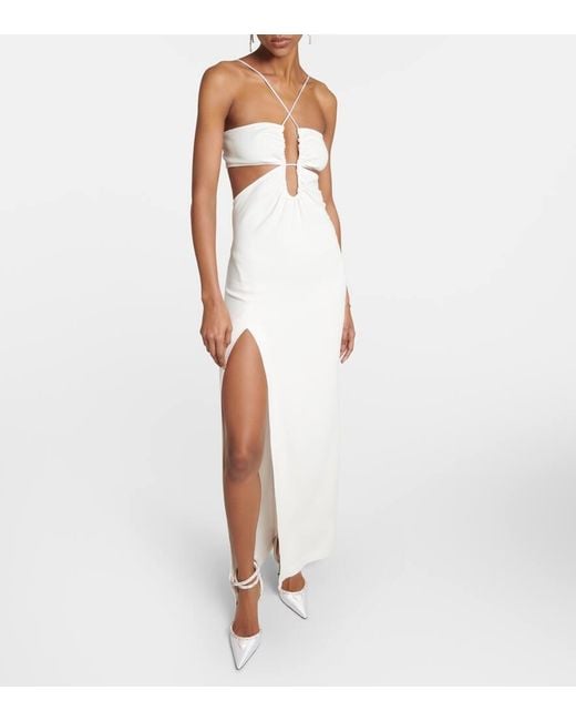 Nensi Dojaka White Bridal Cutout Crepe Gown
