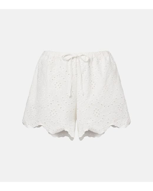 Poupette White Cruse Broderie Anglaise Cotton Shorts