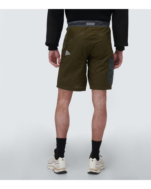 And Wander Green Ripstop Shorts for men