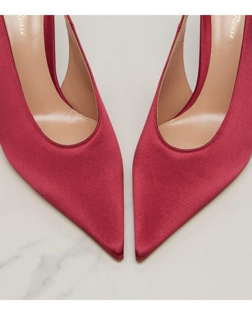 Gianvito Rossi Red Sofia Satin Slingback Pumps