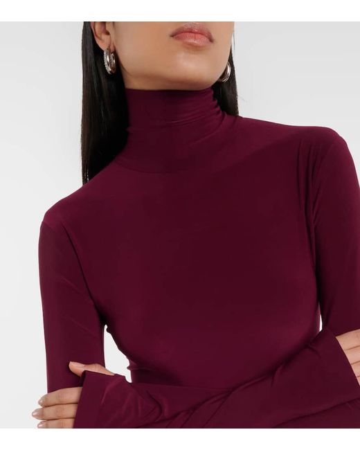 Norma Kamali Red Turtleneck Open-back Gown