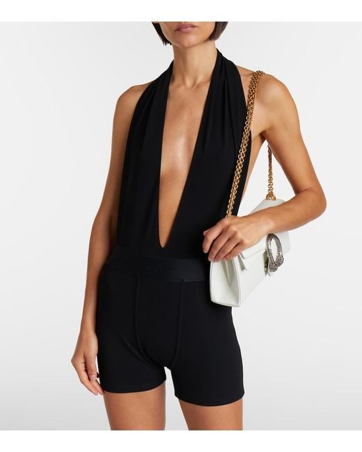 Gucci Black Halterneck Open-Back Jersey Bodysuit