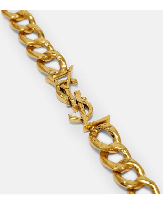 Saint Laurent Metallic Cassandre Chain Bracelet