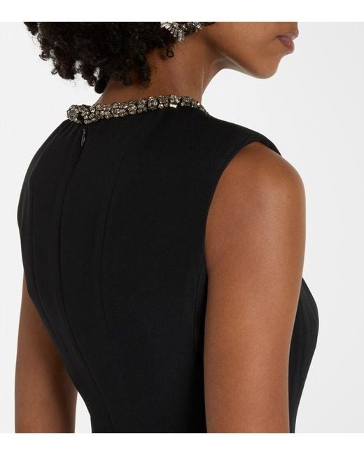 Roland Mouret Black Embellished Wool And Silk Midi Dress