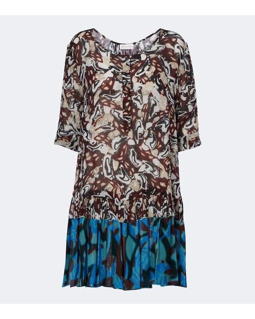 Dries Van Noten Brown Printed Minidress