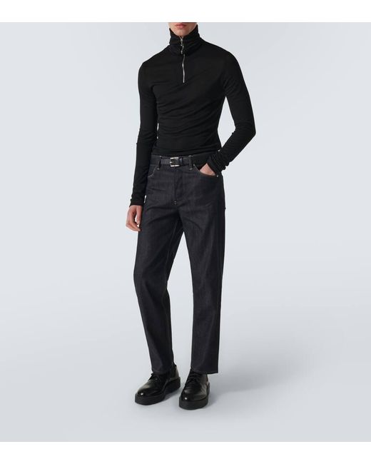 Jil Sander Black Logo Jersey Half-zip Sweater for men
