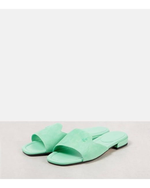 Jimmy Choo Green Pantoletten Dina Aus Veloursleder