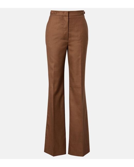Gabriela Hearst Brown Vesta Wool And Silk Flared Pants