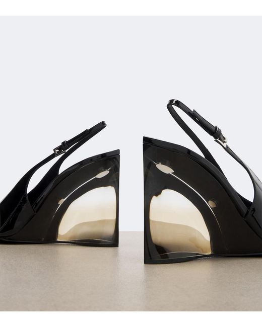 Alaïa Black Invisible Patent Leather Wedge Pumps