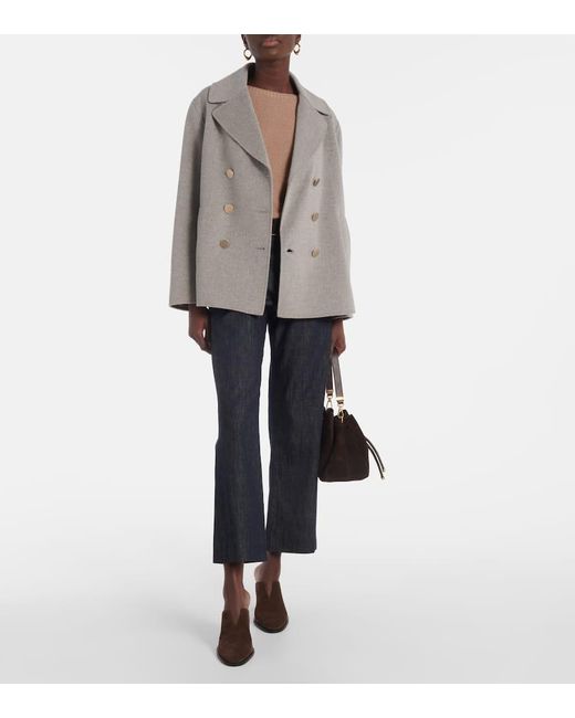 Max Mara Gray Margot Double-Breasted Wool Blazer